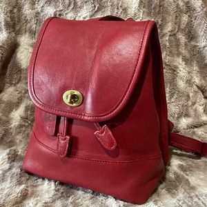 Vintage Mini Coach Daypack Backpack Red #9960